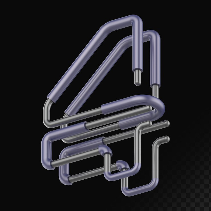 PSD cyber style isolé rendu 3d lettre 4