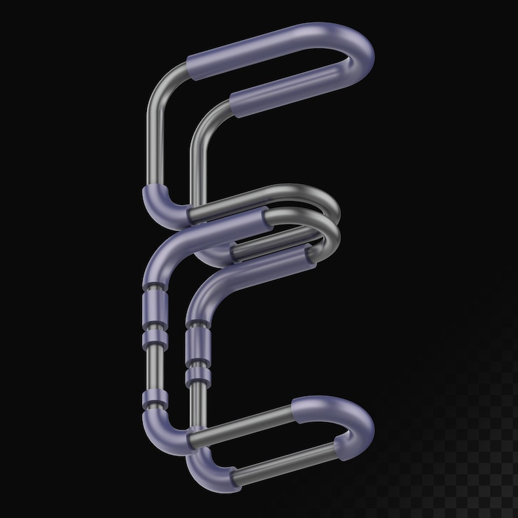 PSD cyber style isolé rendu 3d lettre e