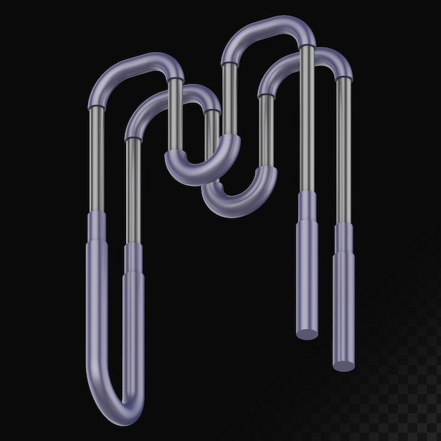 Cyber Style isolé rendu 3D lettre M