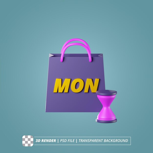 PSD cybermonday bag 3d render imágenes aisladas