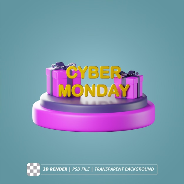 PSD cybermonday podium 3d render images isoladas (imágenes aisladas en 3d que se muestran en formato 3d)