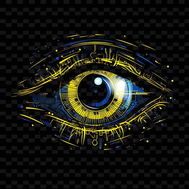 PSD cybernetic eye borderline design neon lines style eye design shape y2k neon light art colecções