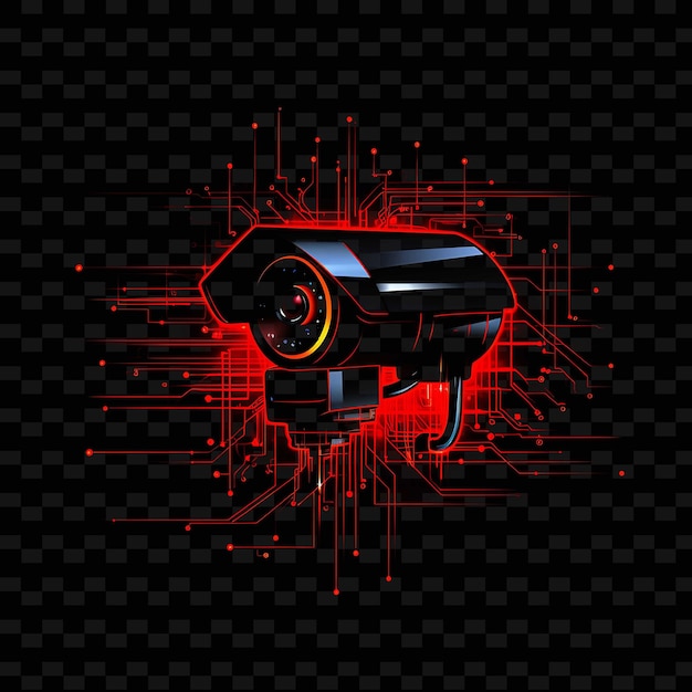 Cyberpunk distópico Líneas de neón parpadeantes Cámara de vigilancia PNG Formas Y2K Artes de luz transparentes