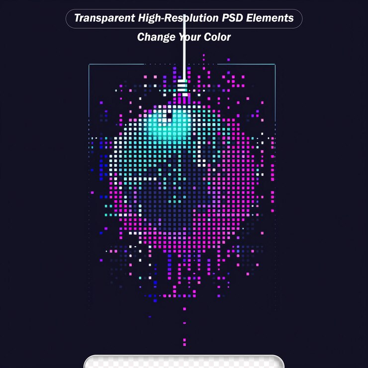 PSD cyberpunk estilo brilhante bola de néon desenho pontilhado glitter bola de discoteca