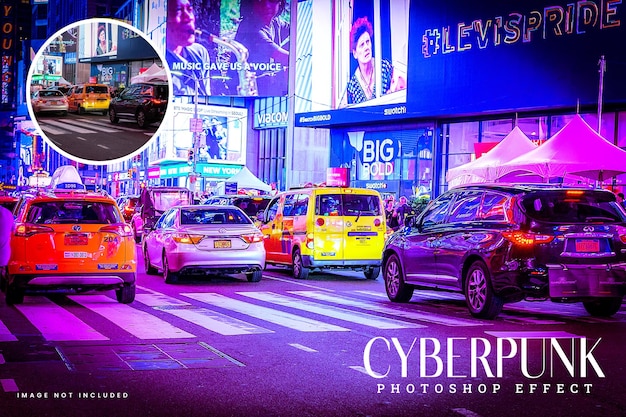 Cyberpunk-Farb-Effekt-Foto-Mockup