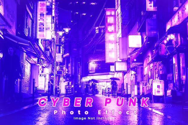 PSD cyberpunk-farbposter-fotoeffekt