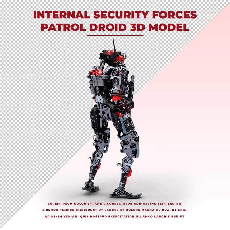 PSD cyberpunk future tech internal security forces patrol droid
