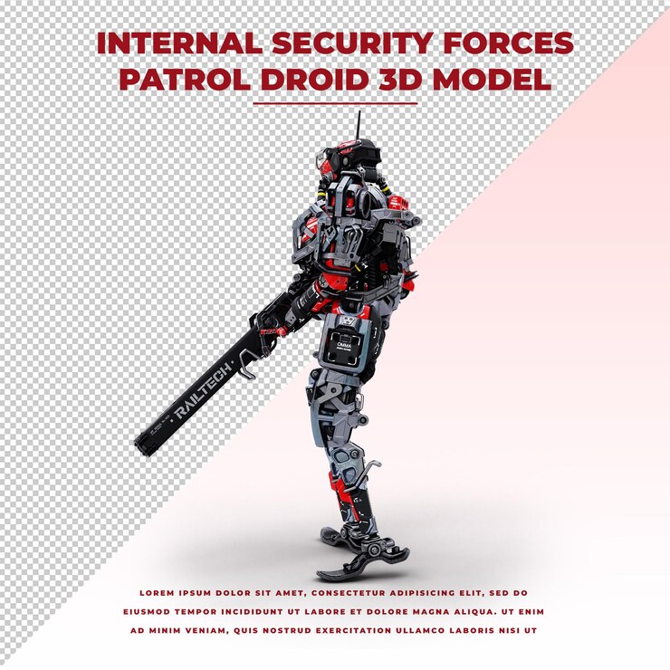 PSD cyberpunk future tech internal security forces patrol droid