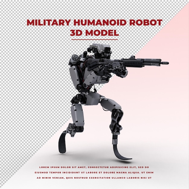 Cyberpunk future tech military humanoid robot con pistola