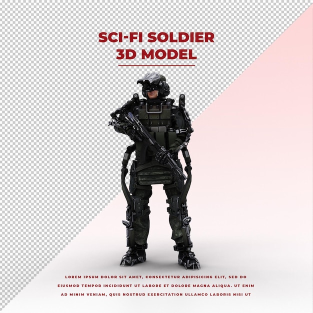 Cyberpunk Future Tech Sifi Soldat mit Waffe