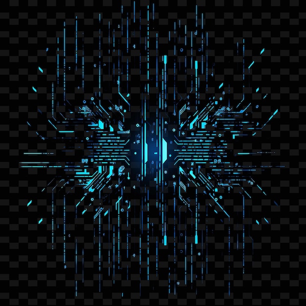 PSD cyberpunk-matrix-stillinien hacker-symbole elektrische blaue ch-form y2k neon-lichtkunst-sammlungen