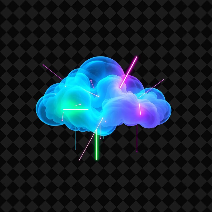 PSD cyberpunk neon cloud mejorado con tecnología futurista luces de neón y motivos digitales vibrant h