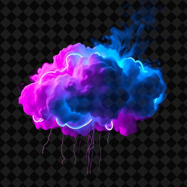 PSD cyberpunk neon cloud mejorado con tecnología futurista luces de neón y motivos digitales vibrant h