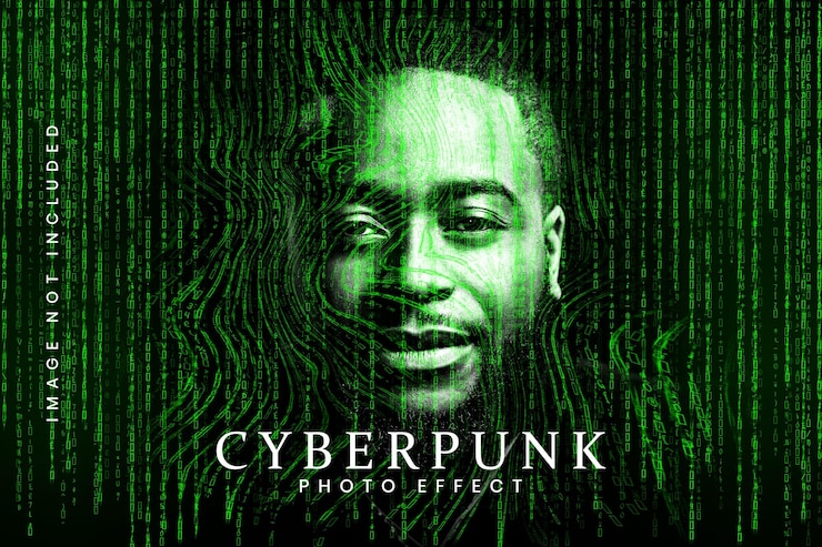 PSD cyberpunk-porträt-fotoeffekt