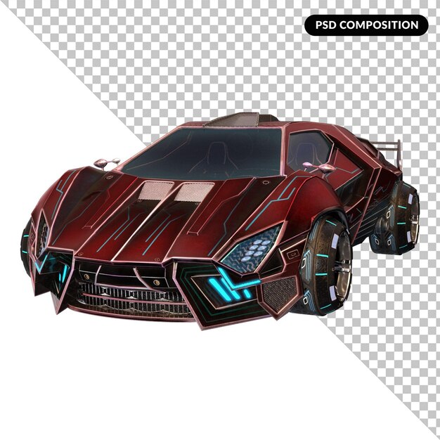 PSD cyberpunk supercar aislado en 3d