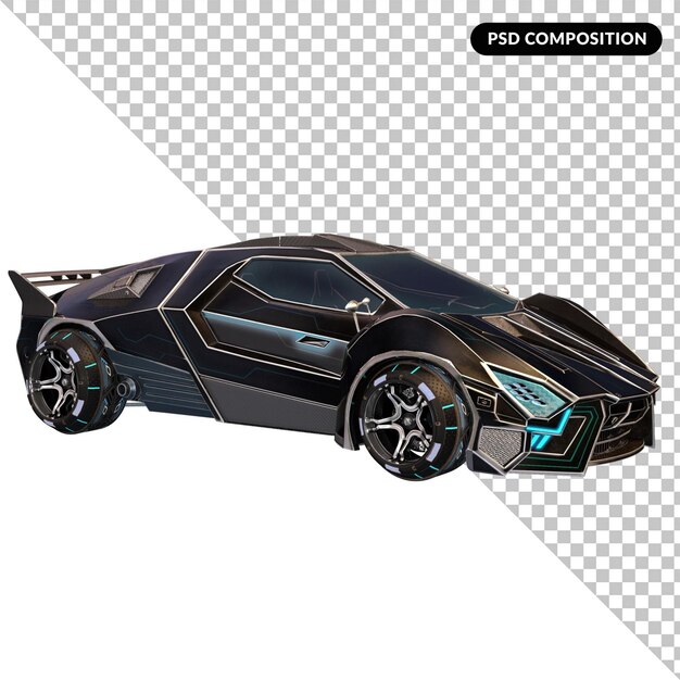 Cyberpunk supercar aislado en 3d