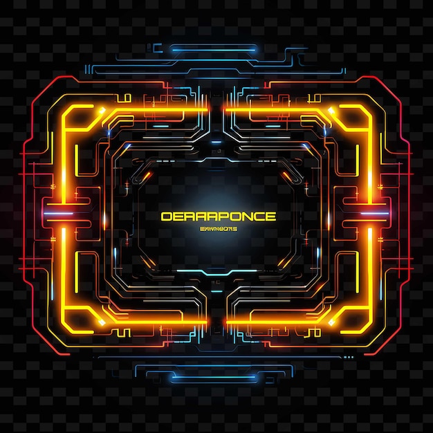 Cyberpunk Tipografia Borderline Design Neon Lines Style Retr PNG Y2K Forme Arti luminose trasparenti