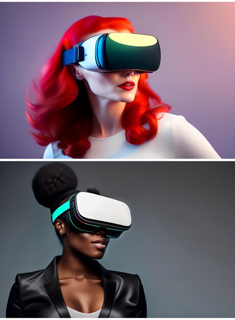 Cyberpunk-vr-kopf-set-konzept im neon-stil