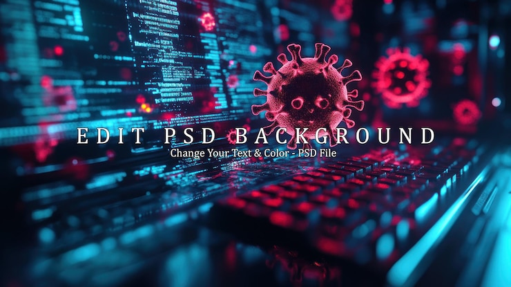 PSD cybersecurity threat virus attack on laptop
