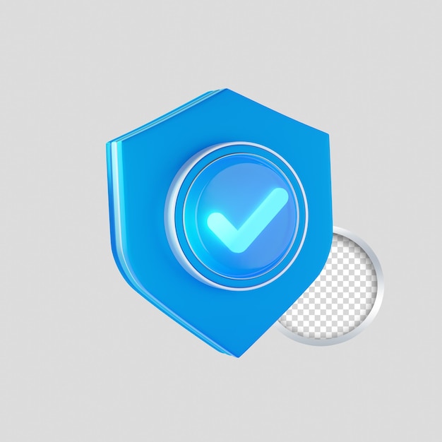 Cybersicherheits- und Sicherheitscheckmark 3D-Ikonen