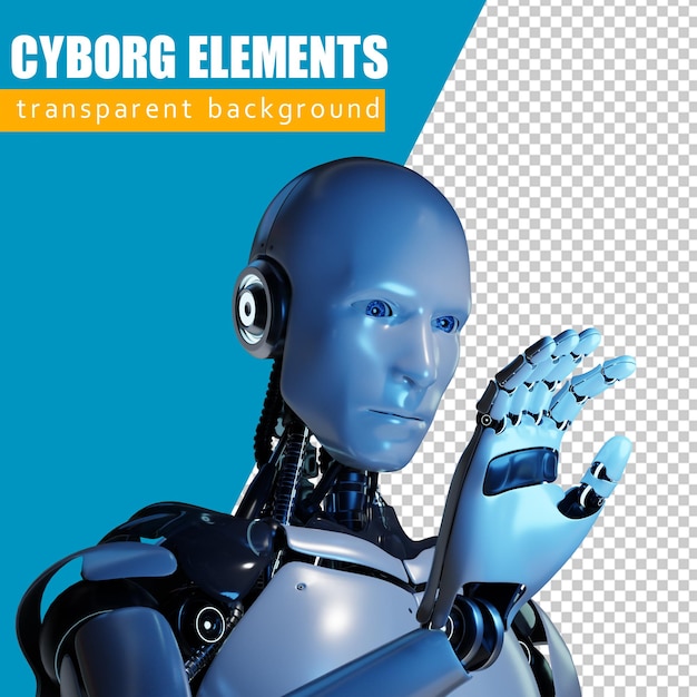 Cyborg beau élégant. homme futuriste. Rendu 3D de robot