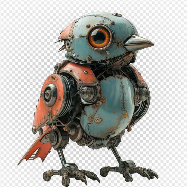 cyborg bird isolated on transparent background robot bird png generative ai