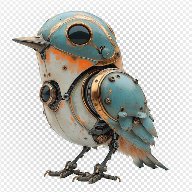 cyborg bird isolated on transparent background robot bird png generative ai