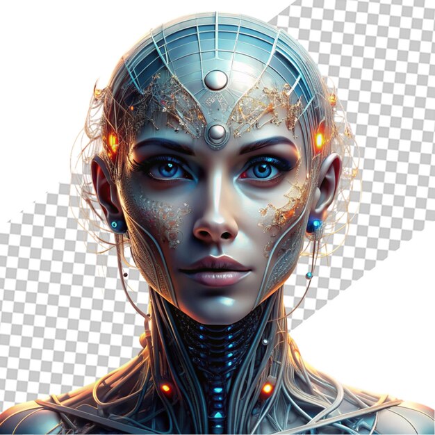 Cyborg face wireframe hologram 3D rendering artificial intelligence machine learning concept