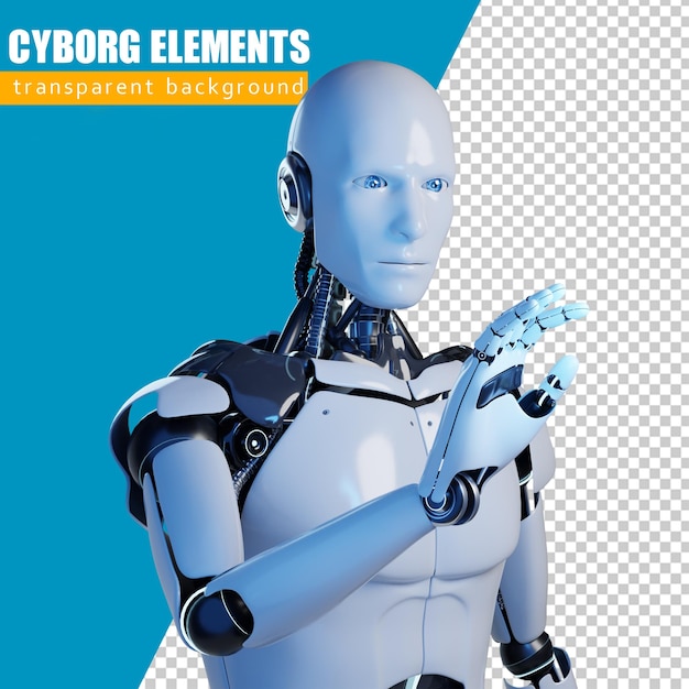 Cyborg tampan dan penuh gaya. Pria futuristik. Render 3D Robot