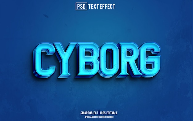 Cyborg testo effetto font tipografia modificabile testo 3D