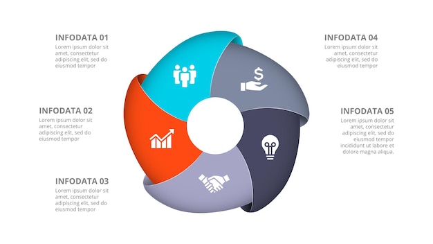 Cycle diagram with 5 options or steps Slides for business presentation Abstract infographics