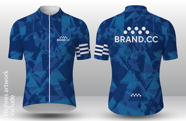 Cycling Jersey with Geometric Blue Design