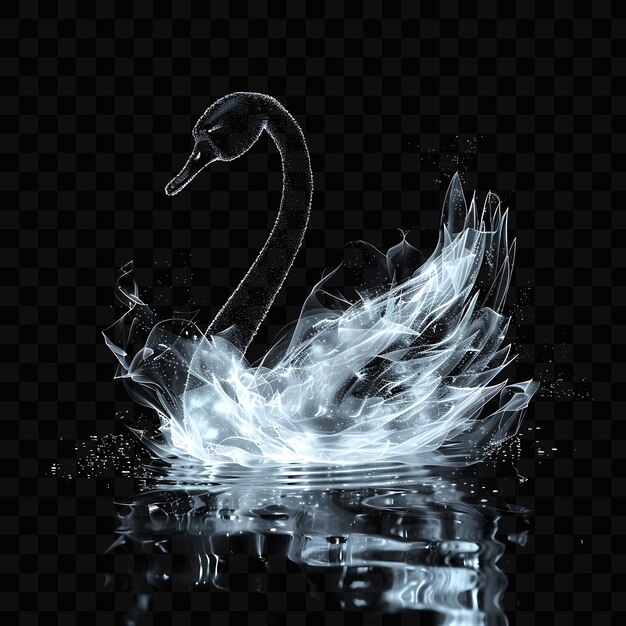 PSD un cygne en feu avec les mots cygne dessus