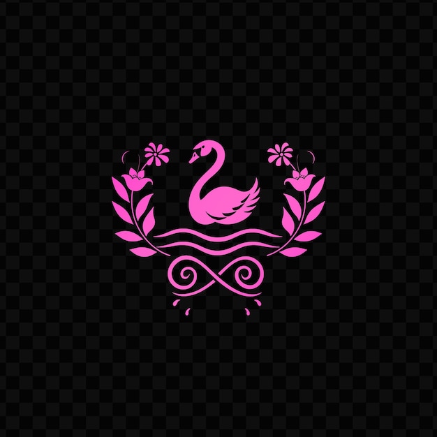 PSD un cygne rose sur un fond noir