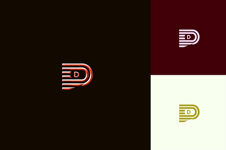 PSD d com combinação de letras, marcas, estilo de design de logotipo com d forma, natureza, coleções de vetores abstratos
