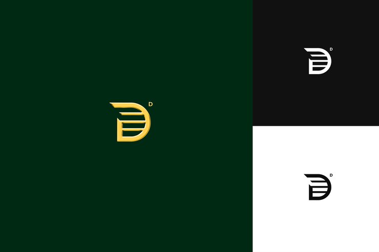 PSD d com combinação de letras, marcas, estilo de design de logotipo, ilustração de forma d, desenhos vetoriais de logotipo