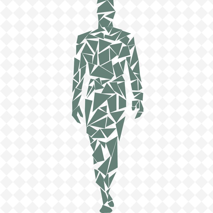 PSD d1 cuerpo completo del candidato en una postura determinada icono estilo cubista diseños abstractos icónicos aislados