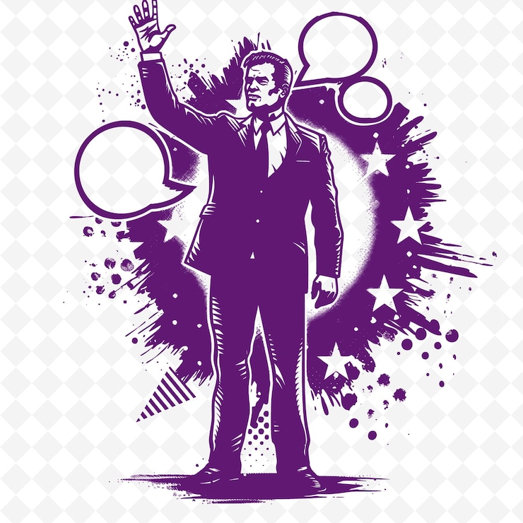 PSD d1 imagen de cuerpo entero del candidato saludando a la multitud imagen de icono diseños abstractos icónicos aislados