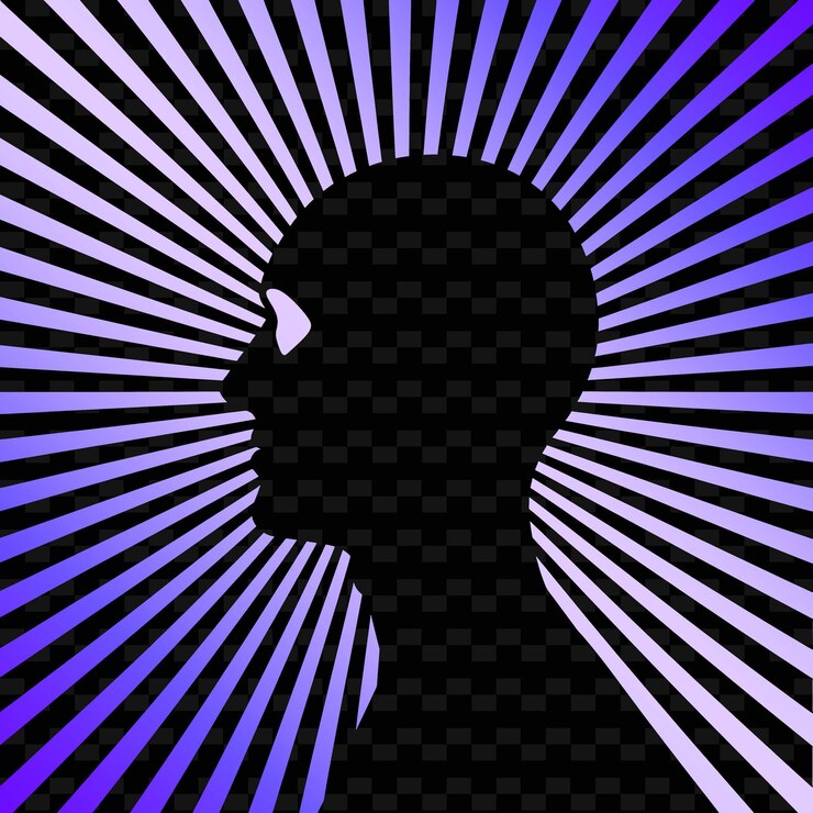 PSD d1 perfil de candidato con aspecto visionario perfil de icono en diseños abstractos icónicos aislados de cub