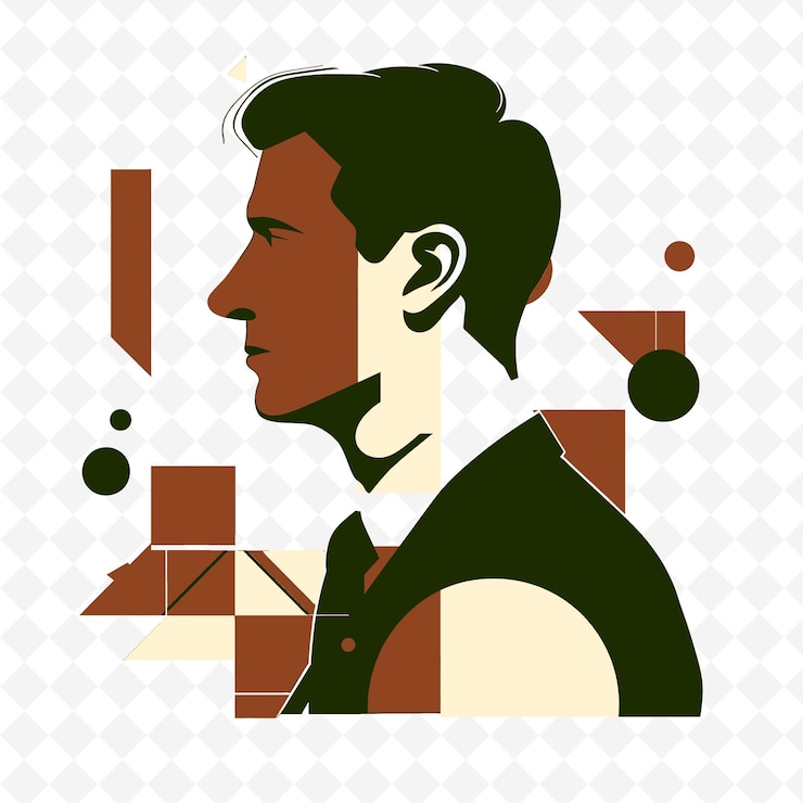 PSD d1 perfil del candidato con expresión digna icono neo plas diseños abstractos icónicos aislados