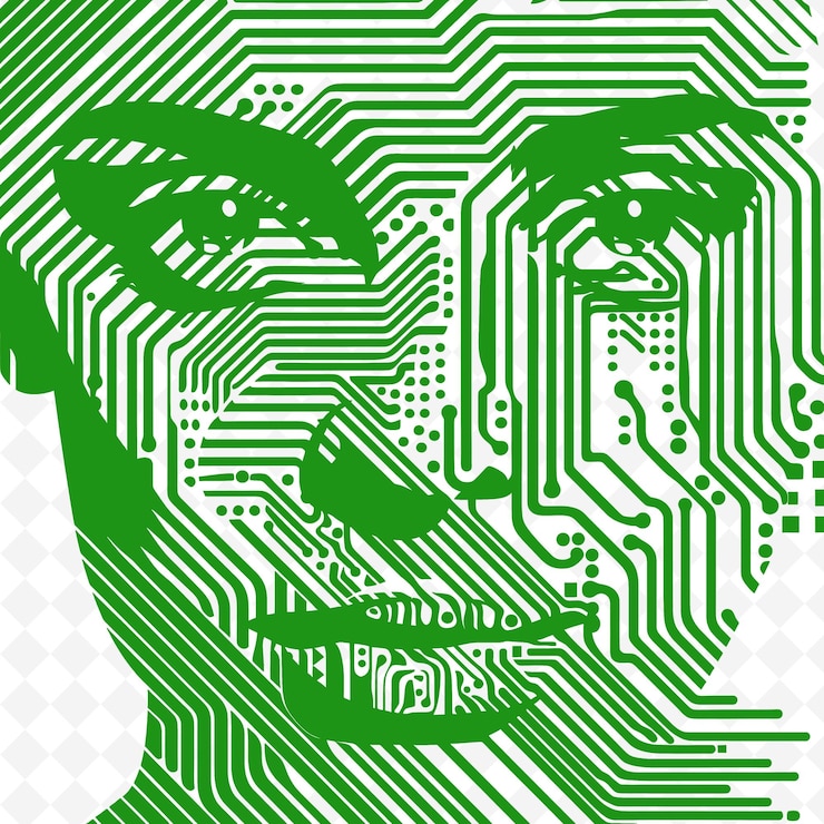 PSD d1 retrato del candidato con expresión innovadora retrato de icono diseños abstractos icónicos aislados
