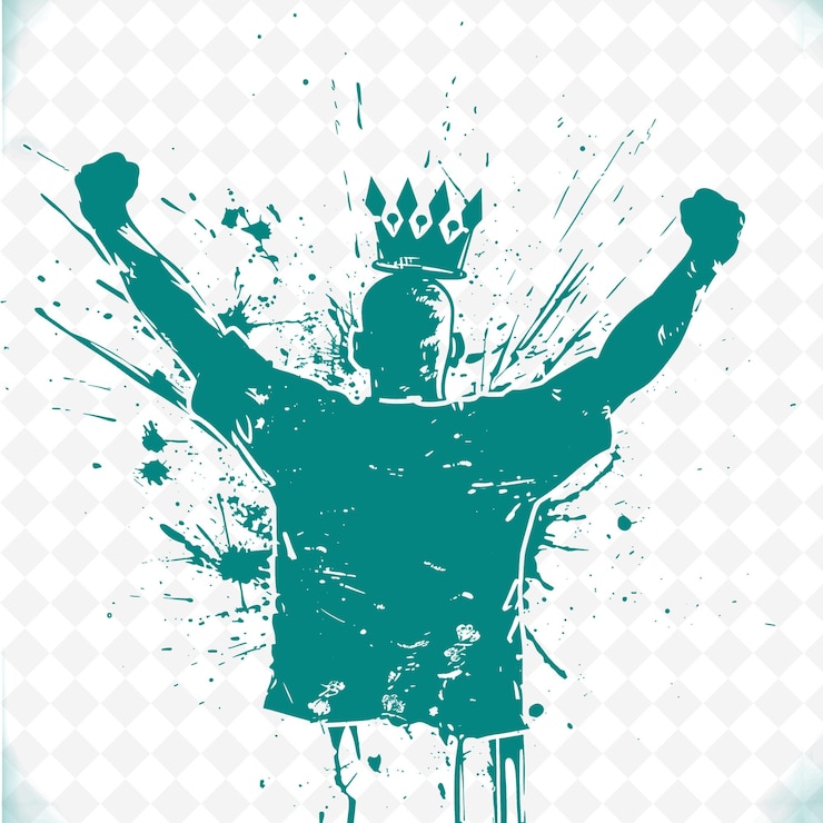 PSD d1 silhouette du candidat avec une pose victorieuse silhouette de l'icône designs abstraits iconiques isolés