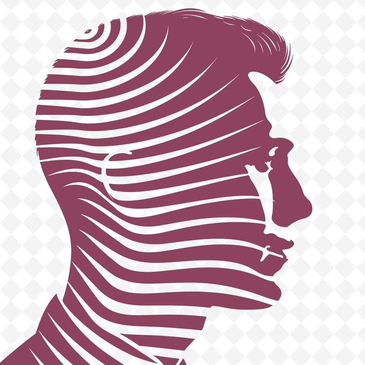 PSD d1 vue latérale du candidat avec expression focalisée icon op art s designes abstraits iconiques isolés