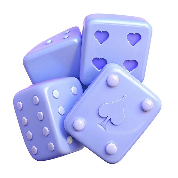 PSD un dado azul con corazones y corazones en él