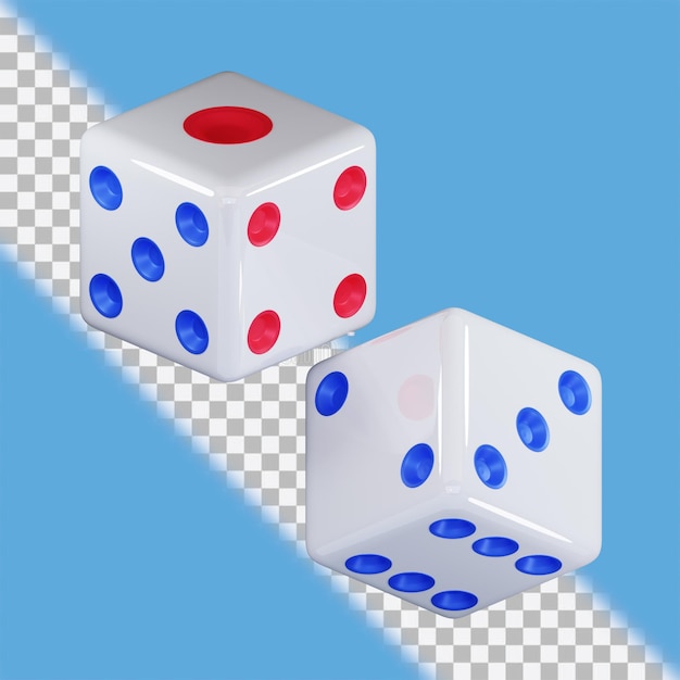 dados 3d con fondo de transparencia