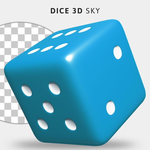 Dados azules 3D sobre fondo transparente