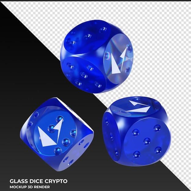 PSD dados en bucle lrc dados de vidrio crypto icono 3d