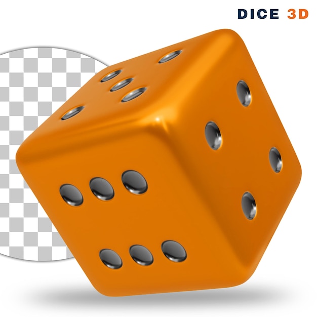 Dados de casino naranja 3d sobre fondo transparente