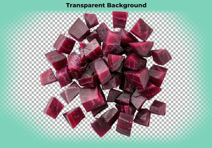 PSD dados de beterraba vegetal isolados em pedaços sobre um fundo transparente