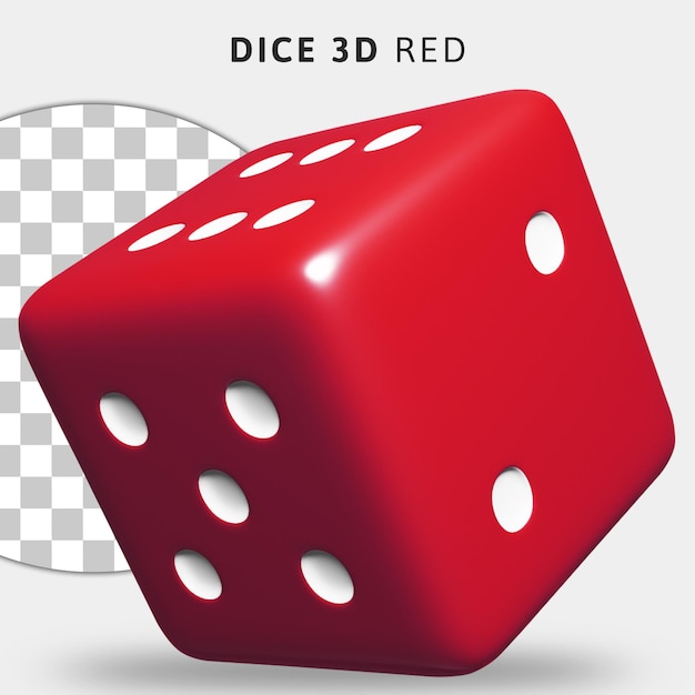 PSD dados rojos 3d sobre fondo transparente